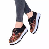 High Quality Embroidered Flowers Platform Shoes Women Flats Zapatillas Mujer Casual Ladies Shoes Feminino Plus size