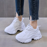 Bottom Fashion Dad Shoes Female Style 2024 New Autumn Breathable Increase Climax Retro Small White Casual Sports Shoes
