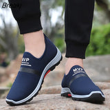 New Men Sneakers Fashion Breathable Slip on Casual Walking Shoes Black Mesh Lightweight Plus Size Sports Running