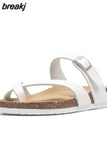 Fashion Cork Slipper 2023 New Women Summer Mixed Color Casual Beach Slip on Outside Flip Flops Slides
