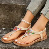 Bohemian Style Flat Heels Sandals Women 2024 Summer Plus Size Clip Toe Sandles Woman Non Slip Platform Rome