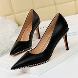 Breakj Fashion Sexy Nightclub Show Thin Heels Women's Shoes With High Heels Shallow Pointed Rivet Single