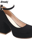 Chunky Heels Mary Janes For Women Pumps 2023 Spring Summer Leisure Comfy Women Office Lady Shoes big size