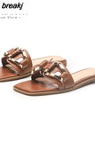 Size 35-41 2023 Za Womens Slippers Leather Flats Sandals Woman Casual Flat Shoes Lady Comfort Home Slides