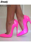 Curl Upper Women Patent Pointed Toe Stiletto High Heels Sexy Ladies Party Dress Shoes Club Dance Pumps Plus