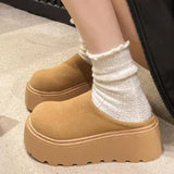Breakj Head Women's Shoes 2025 New Plus Velvet Thick-Bottomed Slippers Outside Bokensong Cake Cotton