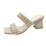 Breakj Woven Roman Slippers In The Summer Of 2025, Women's Bohemian National Wind And Thick Heel Women's