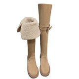 Breakj Of The Velvet Face Lamb Hair Flat Bottom Knight Boots 2025 Autumn And Winter New Thicken Snow Over The Knee Boots