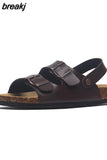 2023 New Summer Beach Cork Sandals Casual Women Outside Non-slip Black White Double Buckle Sandalias