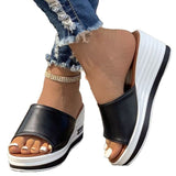 Breakj And Summer New Fish Mouth Slope And Slippers Women Wear Loose Cake Thick Bottom One-Word Drag Large Size Women Cold