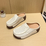 Breakj Version Of The New Lazy Bag Head Half Slippers Women's Summer Penetration Anti-Skid Shoes To Increase The Thick-Sed Loose Cake Small White
