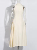 Temperament Small Fragrant Wind Collar Hanging Neck Dress 2025 New Design Pressure Folded Waist Showing Thin Dress Dress