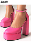 Pumps Chunky Heel Ankle Strap Shoes 2023 Spring Summer Fashion Sexy Mary Janes Wedding Shoes Pumps Big Size