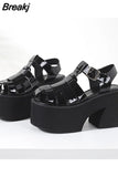 High Heels Women's Sandals 2023 Simply Style Roma Platform Sandals Round Toe Hollow Out Comfy Walking Ladies Shoes