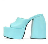 Ladies Sexy Open Toe Platform Slippers Fashion Elegant Thick High Heels Summer Women's Sandals Party Sexy Mules Shoes