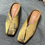 Breakj New Chinese Style Chinese Style Single Shoe Women 2025 French Flat-Bottomed Temperament Bag Half Dragged External Slippers