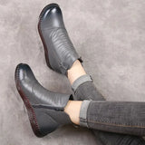 Shoes Cotton Shoes Leather Women's Shoes Winter Ankle Boots Middle-Aged Warm And Velvet Anti-Slip Comfortable Elderly Leather