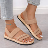Breakj Women 2024 Summer New Flat Students Rome Sandals Women Round Head Breathable Soft Bottom Beach Sandals