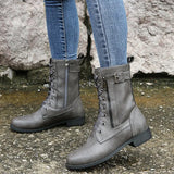 Breakj And Winter New Large Size 43 Flat Bottom Martin Boots Women's High-Tipper Zip Women Belt Buckle