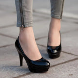 Pumps Fashion Classic Patent Leather High Heels Shoes Nude Sharp Head Paltform Wedding Women Dress Shoes Plus Size
