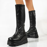 Women 2023 Trend Platform Shoes Short Leather Black Lolita Moccasin New Rock Designer Luxury Goth Rain Free