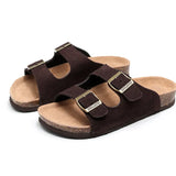 Men's Faux Suede Leather Mule Clogs Slippers Soft Cork Two Buckle Slides Footwear For Men Women Unisex