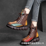 Breakj Red Ugly Ugly Boots 2023 Autumn New Fashion Round Head Trend Cool Thick Background Hit The Color Martin Boots