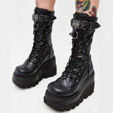 Dropship Brand Design Gothic Platform Mid-Calf Boots 2023 Winter INS Hot Sale Comfy Woman Shoes Motorcycle