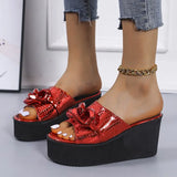 Sale Top Cowhide Platform Summer Shoes Women Sandals Slippers 2021 Fish Head Wedges Sandals High Heels Shoes Summer