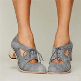 Summer Vintage London Brogue Shoes Women Lace Up Sandal Chunky High Heels Cut-Outs Female Casual Plus Size 35-43 Woman