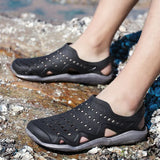 Men PVC Sandals Slippers Summer Hollow Out Breathable Casual Water Shoe Outdoor Lightweight Beach Sandals Non-Slip