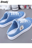 2023 Spring Summer Women Canvas Shoes Flat Sneakers Women Casual Shoes Low Upper Lace Up White Shoes Zapatos Para