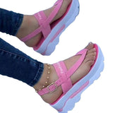 Breakj 2023 Large-Size Slope Heel Buckle With Sandals Women In Southeast Asia New Wearing Roman