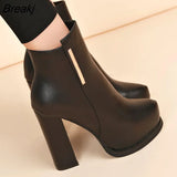 Women Ankle Boots dropshipping Autumn Women High Heels Boots Platform Sexy Ladies Black Pumps Boots