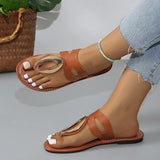 Breakj Summer New Large Size Women's Shoe Cover Metal Buckle Roman Fashion Cool Slippers Women