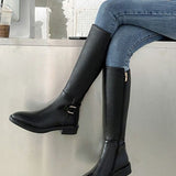 Breakj Boots Female 2024 Spring And Autumn New Winter Add Velvet Round Head Side Zipper Martin But Knee High Boots Small
