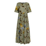 Women's Printed Sundress ZANZEA Bohemian Summer Maxi Dress Casual Short Sleeve Vestidos Female High Waist Robe