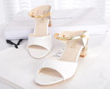 Black Summer Sandals Open Toe Women Sandles Thick Heel Shoes Gladiator Shoes Sandales Femme