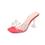 Crystal Clear Transparent Slippers Female Shoes Middle Heels Comfortable New Summer Women Shoes Woman Fashion Cool Mules