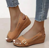 Sandalias Mujer 2021 Female Wedge Heels Shoes Women Summer Comfortable Sandals Slip-on Flat Sandals Platform