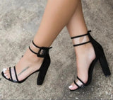 Bandage Transparent Sexy Summer Party Flock Sandal Shoes 35-42 SizeWomen Ankle Strap High Heel Sandals Shoes