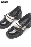 High Heels Mary Jean Pumps Shoes 2023 Fashion Spring Summer French Style Vintage Elegant Bowknot Pumps Comfy Walking