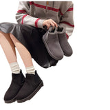 Winter New Snow Boots Women's Short-Soleum Sleeve Cylindrical Head Warm Plus Velvet Cotton Shoes Short