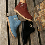 Breakj And Winter New Large-Size Women's Thick-Bottomed Boots Fashion Belt Buckle Decoration Round Head EVA