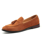New Men Suede Loafers Shoes Tassel Design Business Shoes Men's Flats Big Size 47 Simple Slip on Male Mans Casual