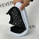 Fashion Crystal Platform Sneakers Women 2024 Plus Size Breathable Mesh Flats Woman Comfy Slip On Non-Slip Running