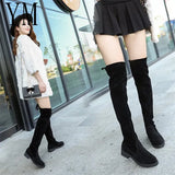 Hot Selling Women Boots Autumn Winter Ladies Fashion Flat Bottom Boots Shoes Over The Knee Thigh High Suede Long Boots 35-40