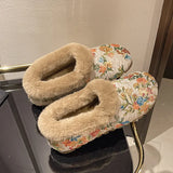 Winter New Plus Velvet Thick Warm Women's Casual Cotton Shoes Retro Embroidered Mother Shoes Beijing Cloth