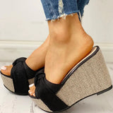 Bow Tied Slip On Leisure Platform Summer Sandals 2020 Wedges High Heels Women Shoes Woman Mules Flip