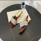 Breakj Beautiful Drag Sandals Women Wear 2025 New Water Drill With Velvet Temperament High-Heeled